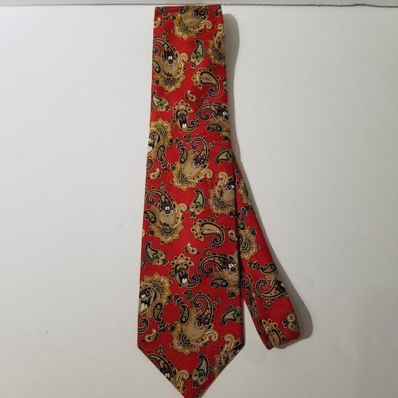 Looney Tunes Necktie Taz Paisley Design Tie 1994 Warner Bros. Vintage - Picture 3 of 6